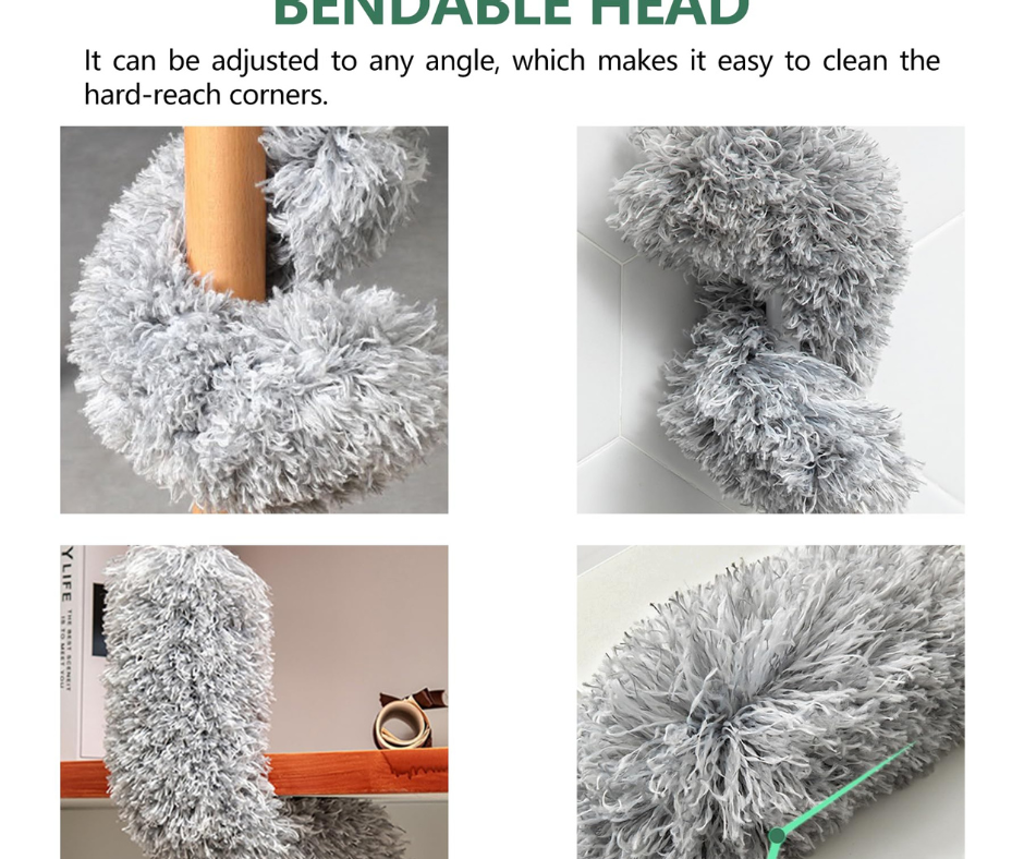 fluffy bendable cleaning brush with steel rod