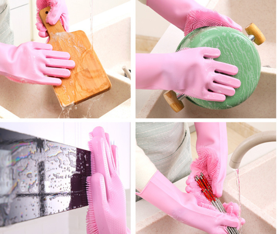 silicon dish washing gloves