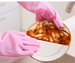 silicon dish washing gloves image